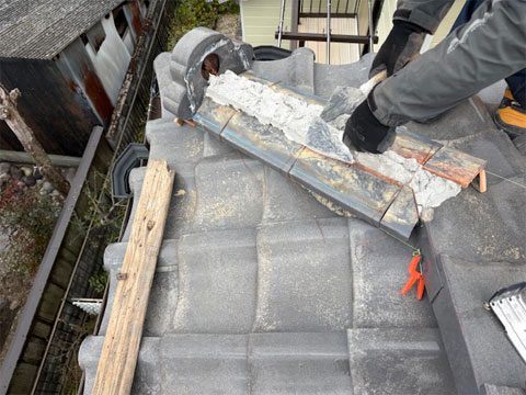 犬山市での瓦修理工事